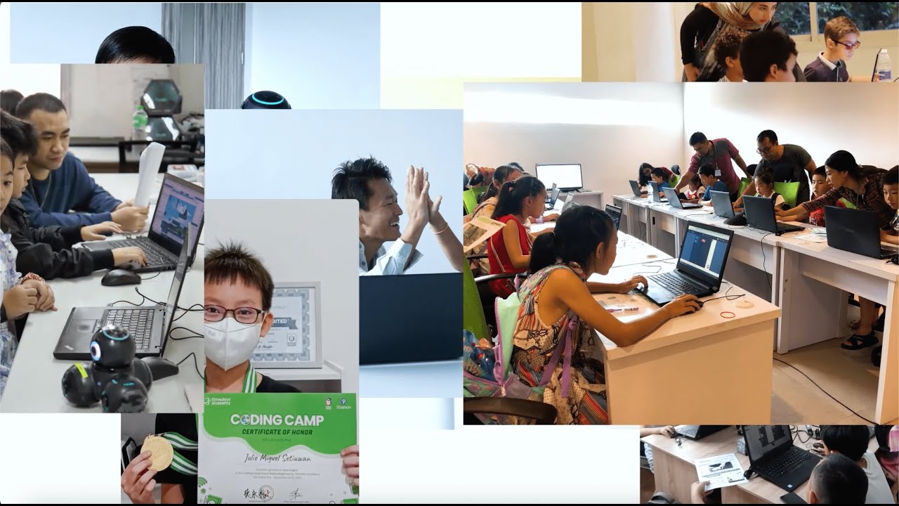 Mahasiswa sedang belajar coding di depan laptop dengan mentor di kelas.