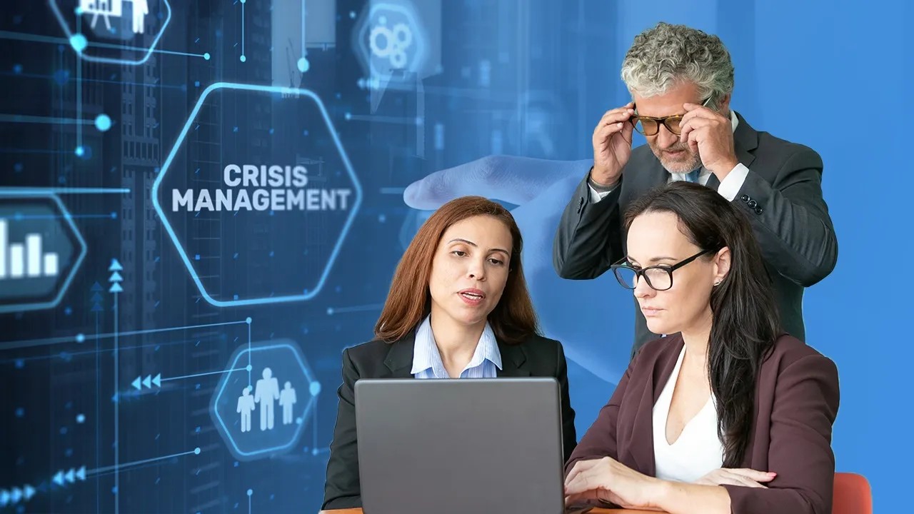 Ilustrasi manajemen krisis digital dan pemulihan reputasi