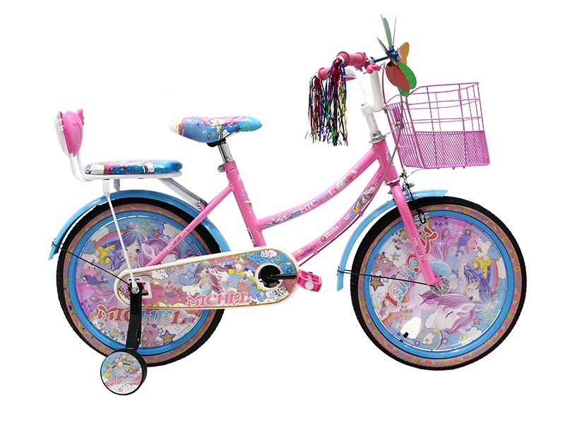 Gambar sepeda Element Kidz berwarna-warni (menyerupai mini BMX) dengan seorang anak mencoba lompatan kecil di taman bermain beraspal, menonjolkan kesenangan dan keamanan bagi pengendara muda, dengan l