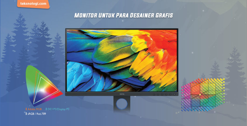 Monitor menampilkan software desain grafis