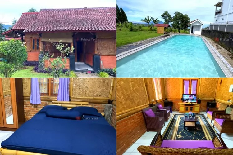 Villa eco-friendly dengan desain bambu dan taman organik yang asri di Bogor.