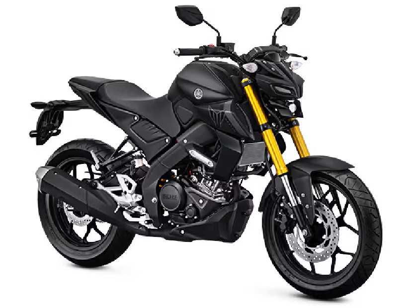 Gambar Yamaha MT-15 diparkir di jalan kota, menampilkan desain motor naked agresif dan fitur modernnya, mungkin dengan latar belakang kota yang kabur untuk menyiratkan penggunaan sehari-hari.