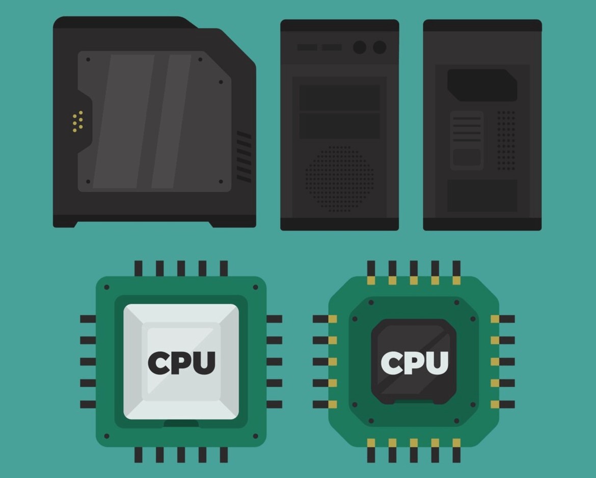  Berbagai komponen komputer seperti GPU, CPU, dan RAM