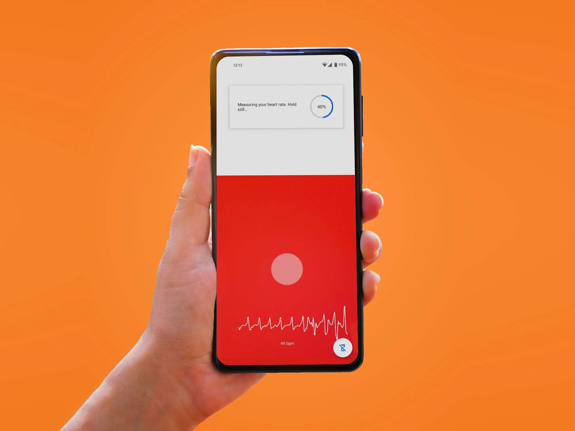 Layar ponsel menampilkan aplikasi pelacak detak jantung dan berbagai data kesehatan lainnya.