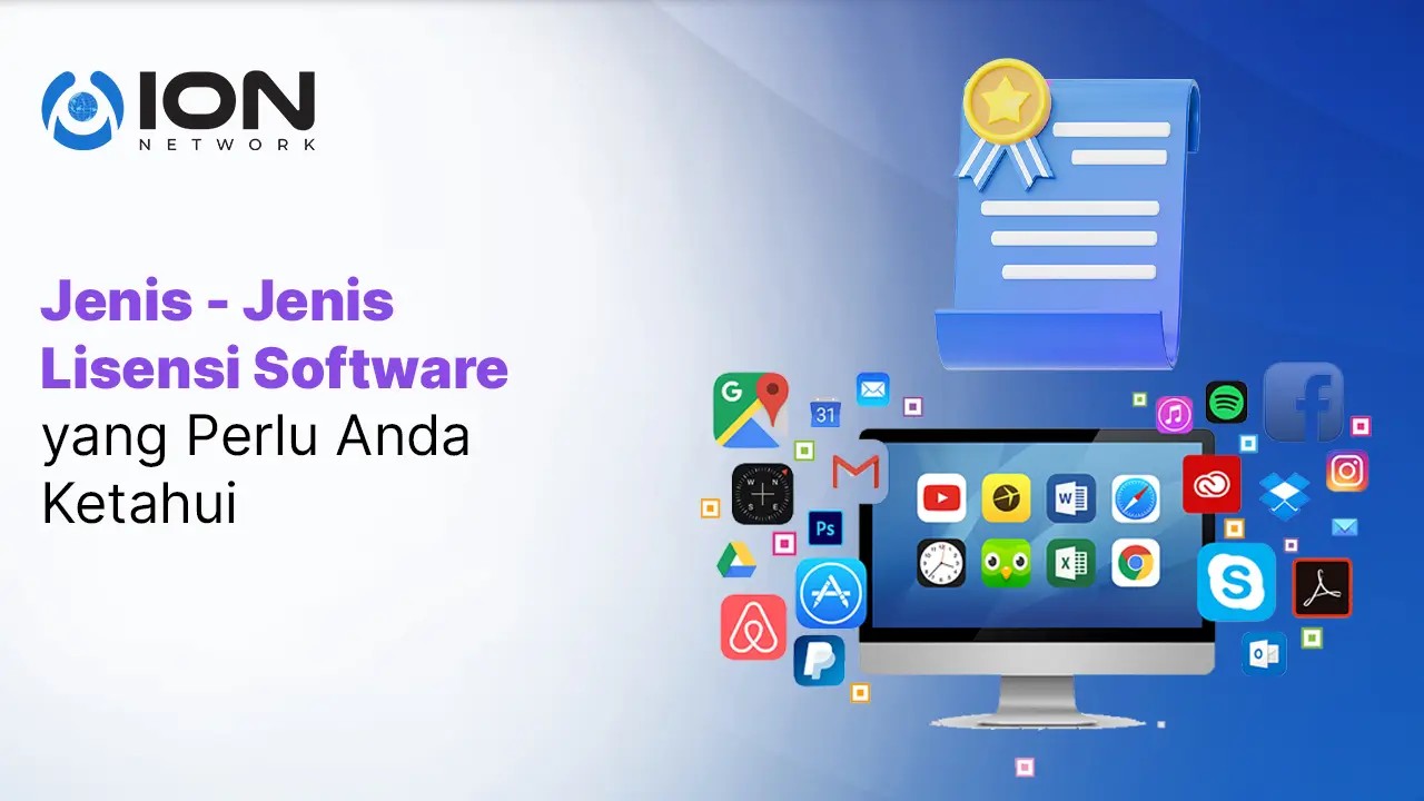 Berbagai kotak software dan kunci lisensi