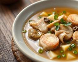 Semangkuk sop konro dengan kuah kental dan iga sapi yang besar.