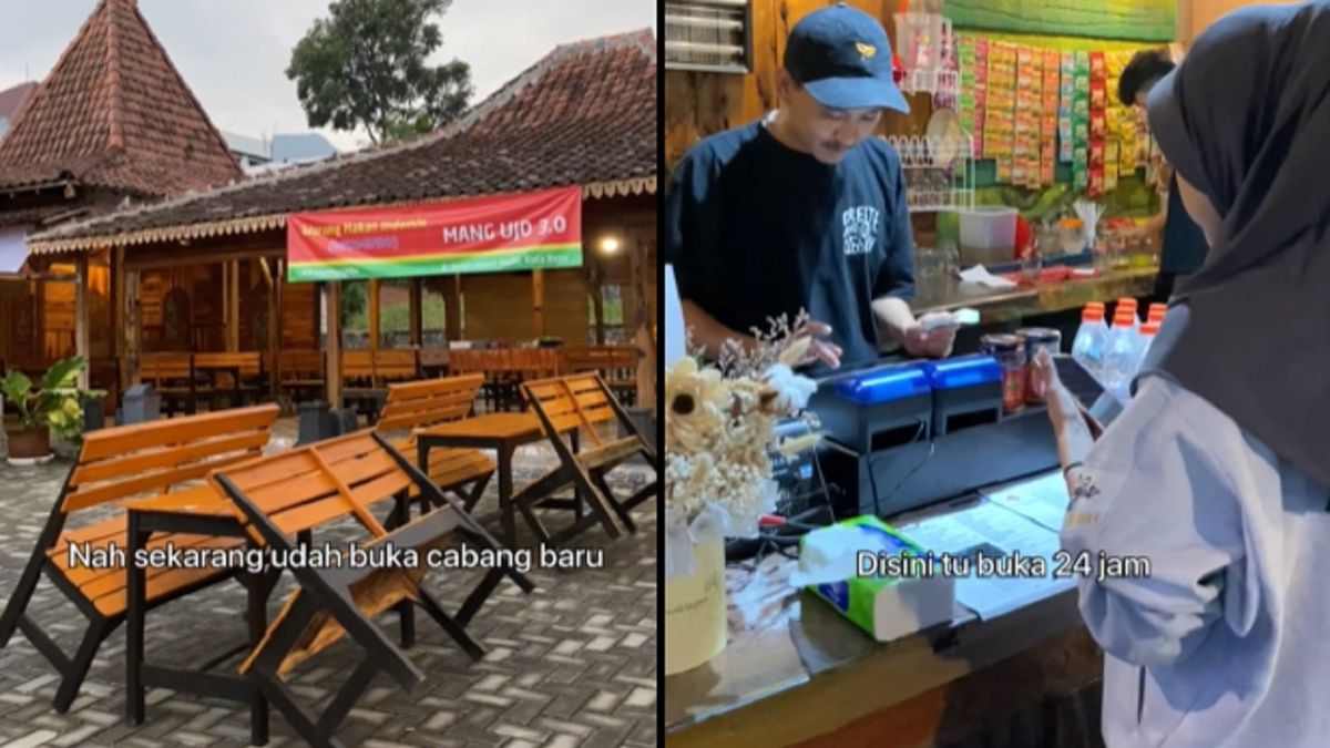 Beberapa orang sedang makan di Warmindo dengan suasana santai.