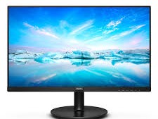 Gambar monitor Philips P Line yang diputar 90 derajat ke mode potret, menampilkan baris kode atau dokumen panjang, menekankan fungsionalitas pivot dan penyesuaian dudukan ergonomisnya.