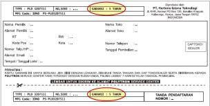 Sertifikat garansi produk TV