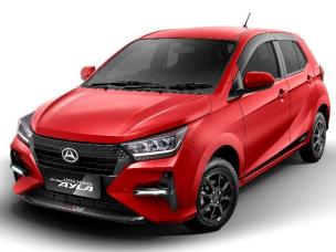 Gambar Daihatsu Ayla diparkir di area perkotaan yang ramai atau di dekat Trans Studio Mall Bandung, menonjolkan ukurannya yang ringkas dan kegunaan perkotaannya.