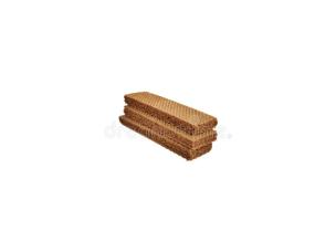 Gambar beberapa keping biskuit sandwich keju yang tertata rapi, menunjukkan isian krim keju di dalamnya.